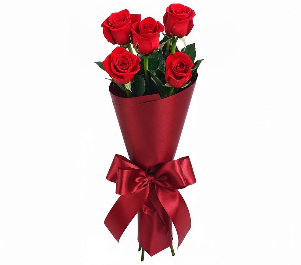 Букет 5 Красных роз Эдлесс Лав в Быкогорке