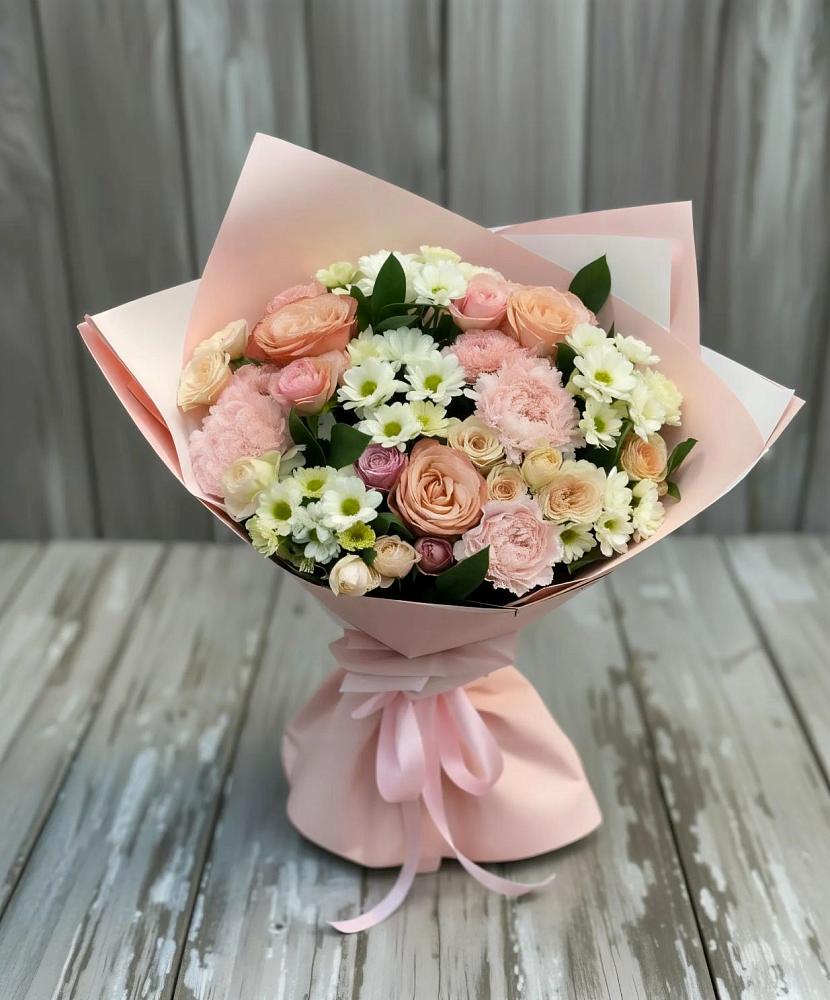 Букет цветов из: Гвоздики, Розы и Хризантемы в Быкогорке