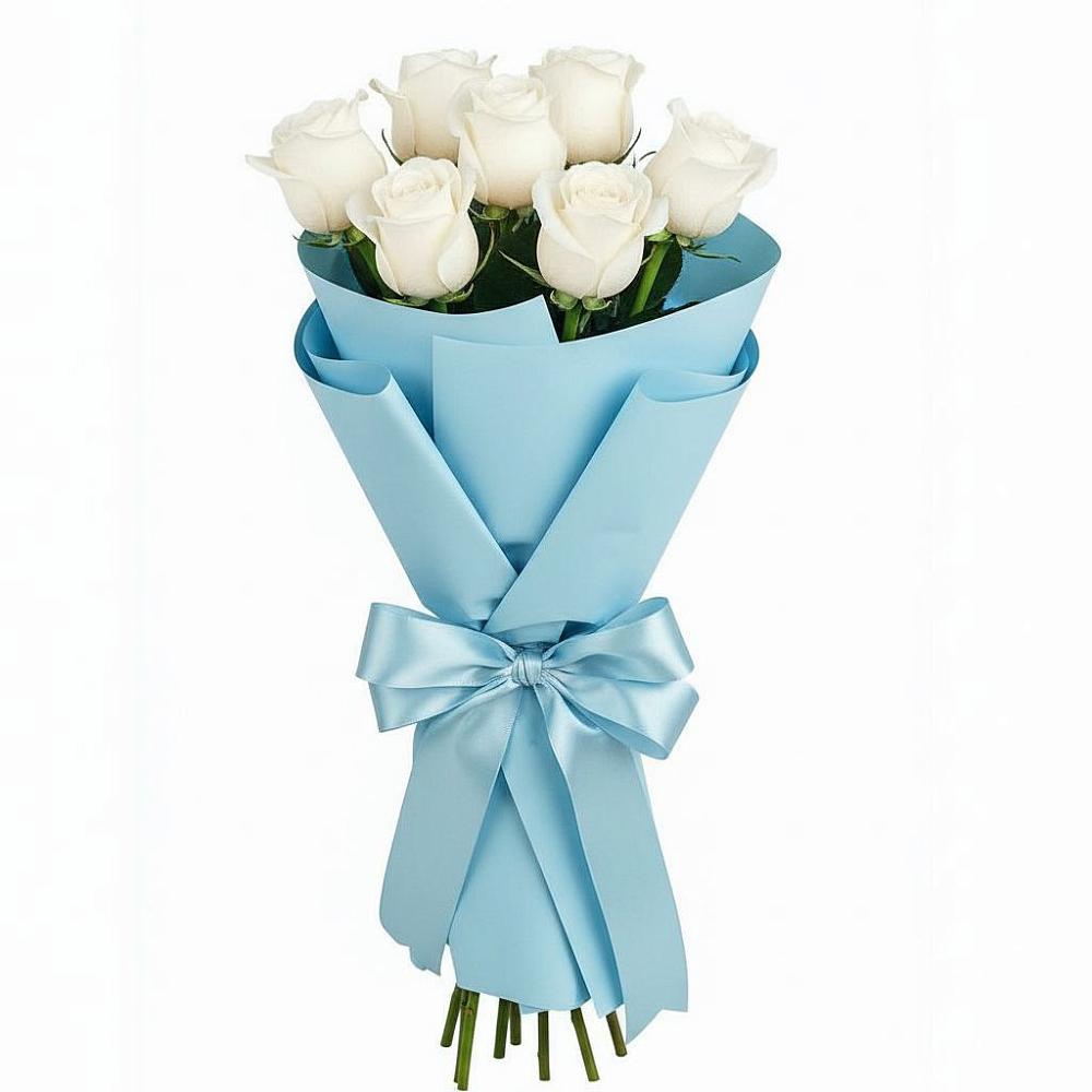 Букет 7 белых роз Проуд в Быкогорке