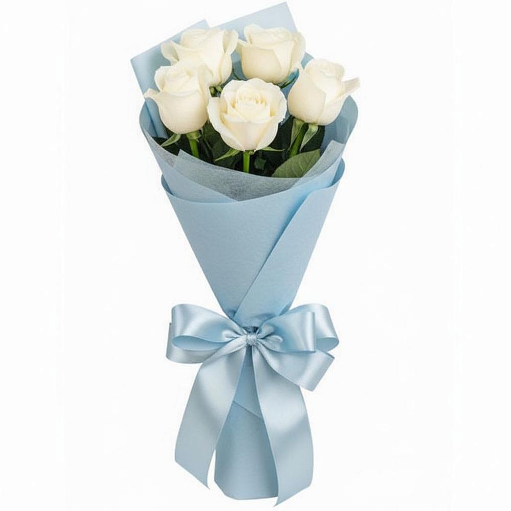 Букет 5 Белых роз Проуд в Быкогорке