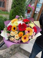 Букет цветов из:  Герберы, Ромашки, Хризантемы, Розы и Подсолнухи #REPLACE_PRED# Быкогорке