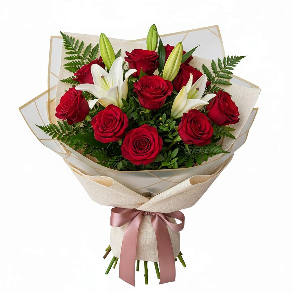 Букет цветов из: Лилии и Розы в Быкогорке