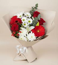 Букет цветов из:  Розы, Хризантемы, Герберы и Лилии #REPLACE_PRED# Быкогорке