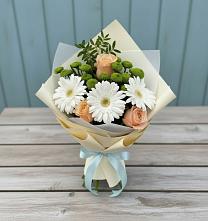 Букет цветов из:  Герберы, Розы и Хризантемы в Быкогорке