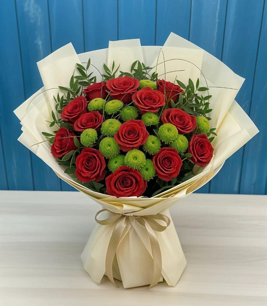 Букет цветов из: Розы и Хризантемы в Быкогорке