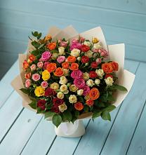 Букет Микс из разноцветных кустовых роз #REPLACE_PRED# Быкогорке